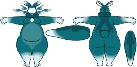 A pattern reference sheet for Uranus (it/he/they) as a slugcat from Rain World.