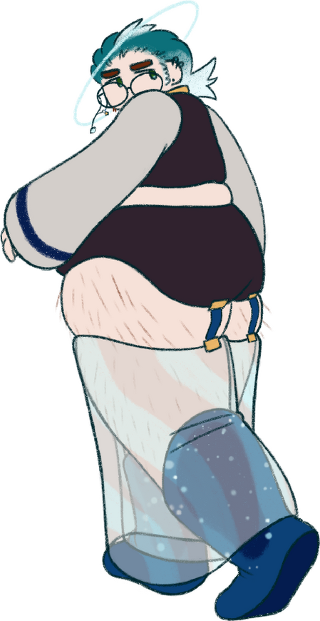 Uranus (it/he/they), drawn looking over his shoulder and mildly disgruntled. Drawn for fourleafisland's Brush Week.