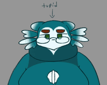 tupid Uranus (it/he/they) as a slugcat from Rain World. An arrow points to its head, labeled "tupid".